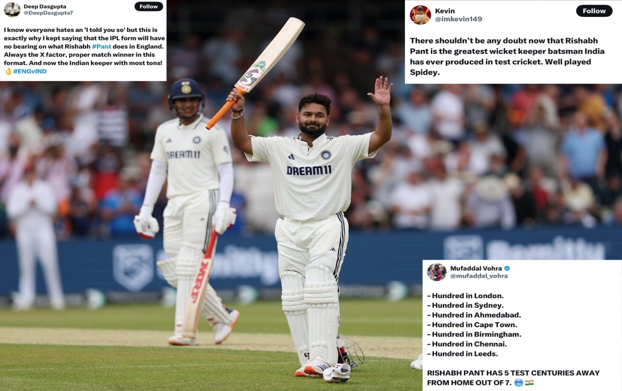 "The best wicket-keeper batter currently"- Rishabh Pant hailed by fans as he slams his seventh test century