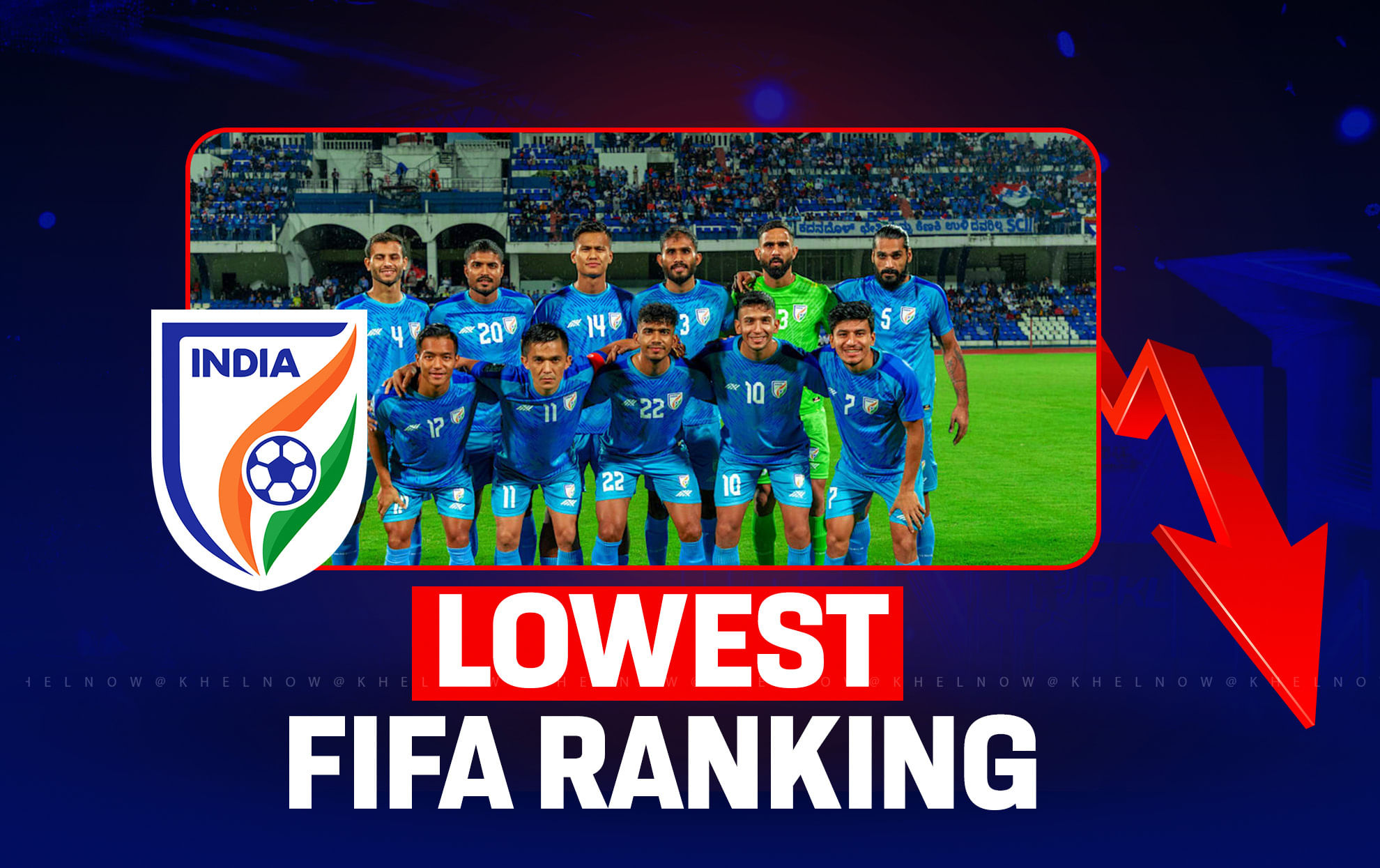 What was Indian Football Teams lowest FIFA ranking ever?