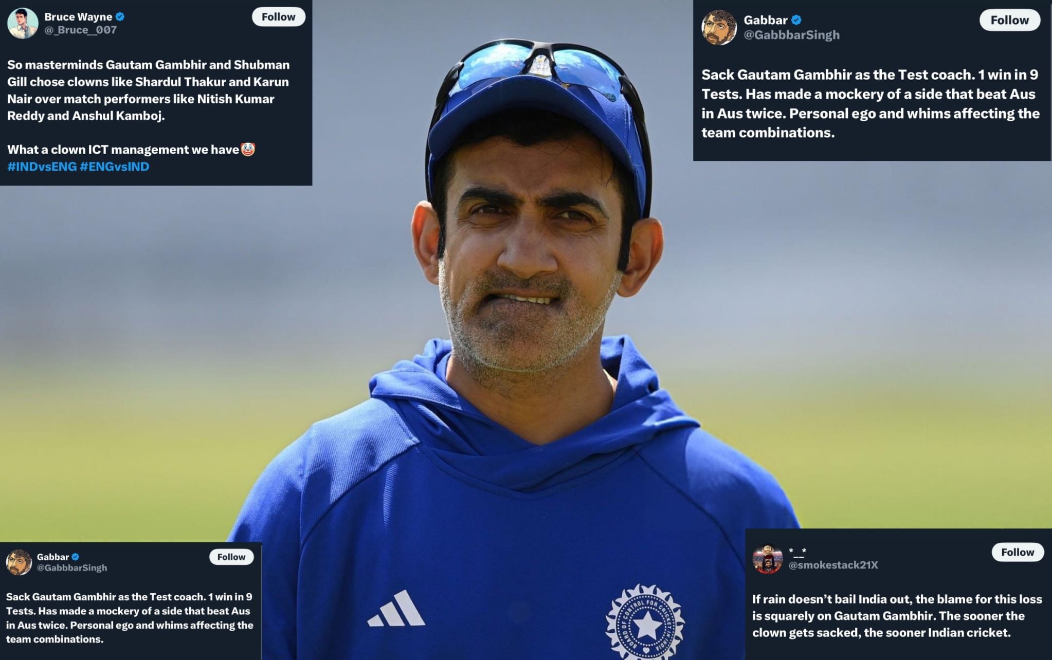 Sack Gautam Gambhir- Fans slam head coach after Indias poor bowling show in Headingley test