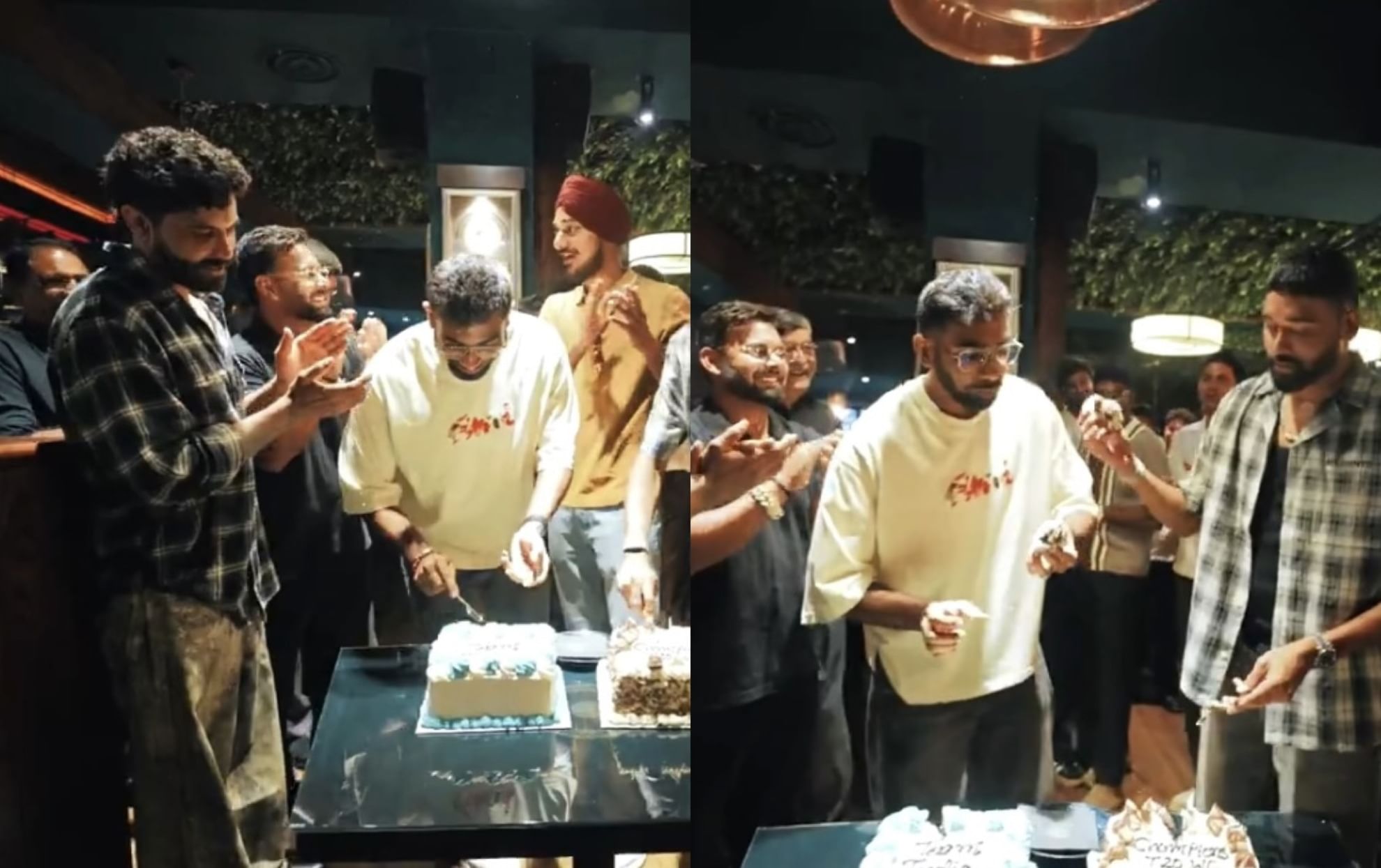 [Watch] England-bound Indian players celebrate first anniversary of ICC T20 World Cup 2024 triumph in Birmingham, Jasprit Bumrah cuts cake