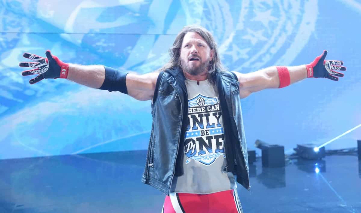 TULSA, OKLAHOMA - JUNE 02: AJ Styles makes his way to the ring during Monday Night RAW at BOK Center on June 2, 2025 in Tulsa, Oklahoma. (Photo by Craig Ambrosio/WWE via Getty Images)