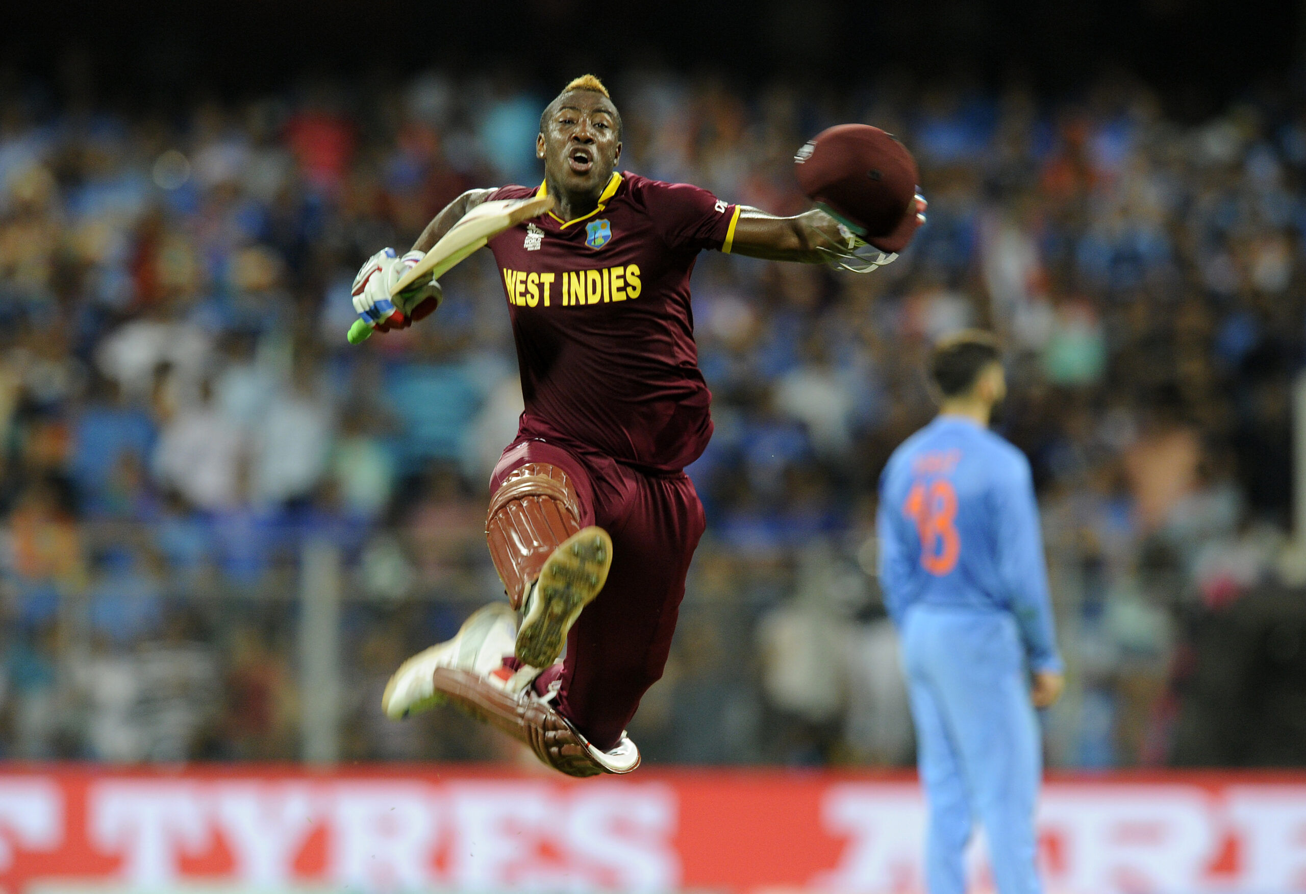 Andre Russell in ICC T20 World Cup 2016 semi-final between India and West Indies