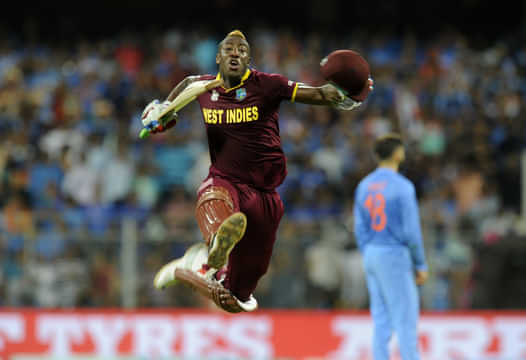 Andre Russell in ICC T20 World Cup 2016 semi-final between India and West Indies
