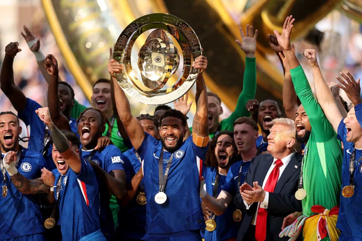 Reece James Chelsea FC FIFA Club World Cup trophy U.S. President Donald Trump