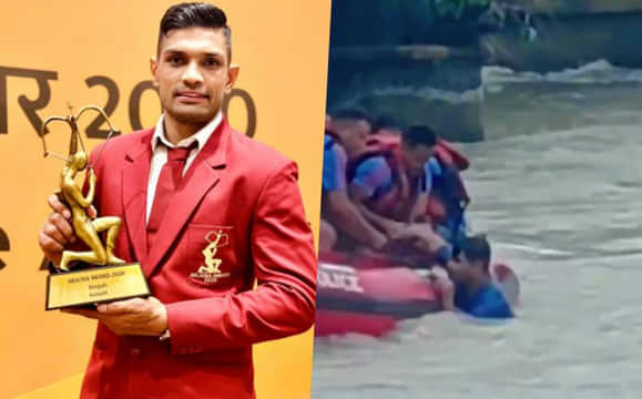 [Watch] PKL legend Deepak Hooda trapped in high rapids of Ganga; Uttarakhand Police rescue