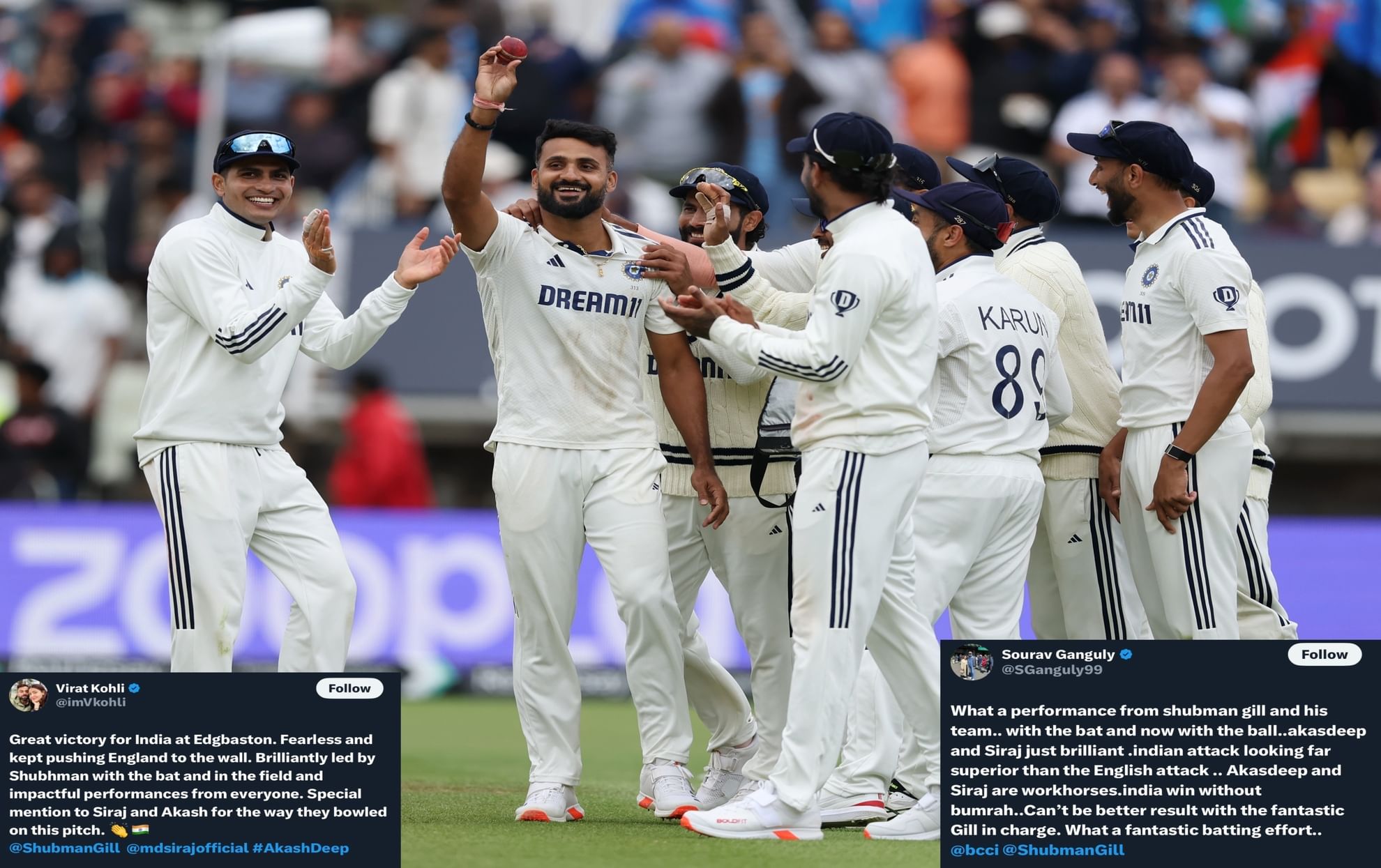 ENG vs IND: Fearless win- Virat Kohli leads reactions on Twitter as India wins their first-ever test at Edgbaston