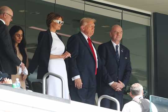 U.S. President Donald Trump and first lady Melania Trump join FIFA President Gianni Infantino