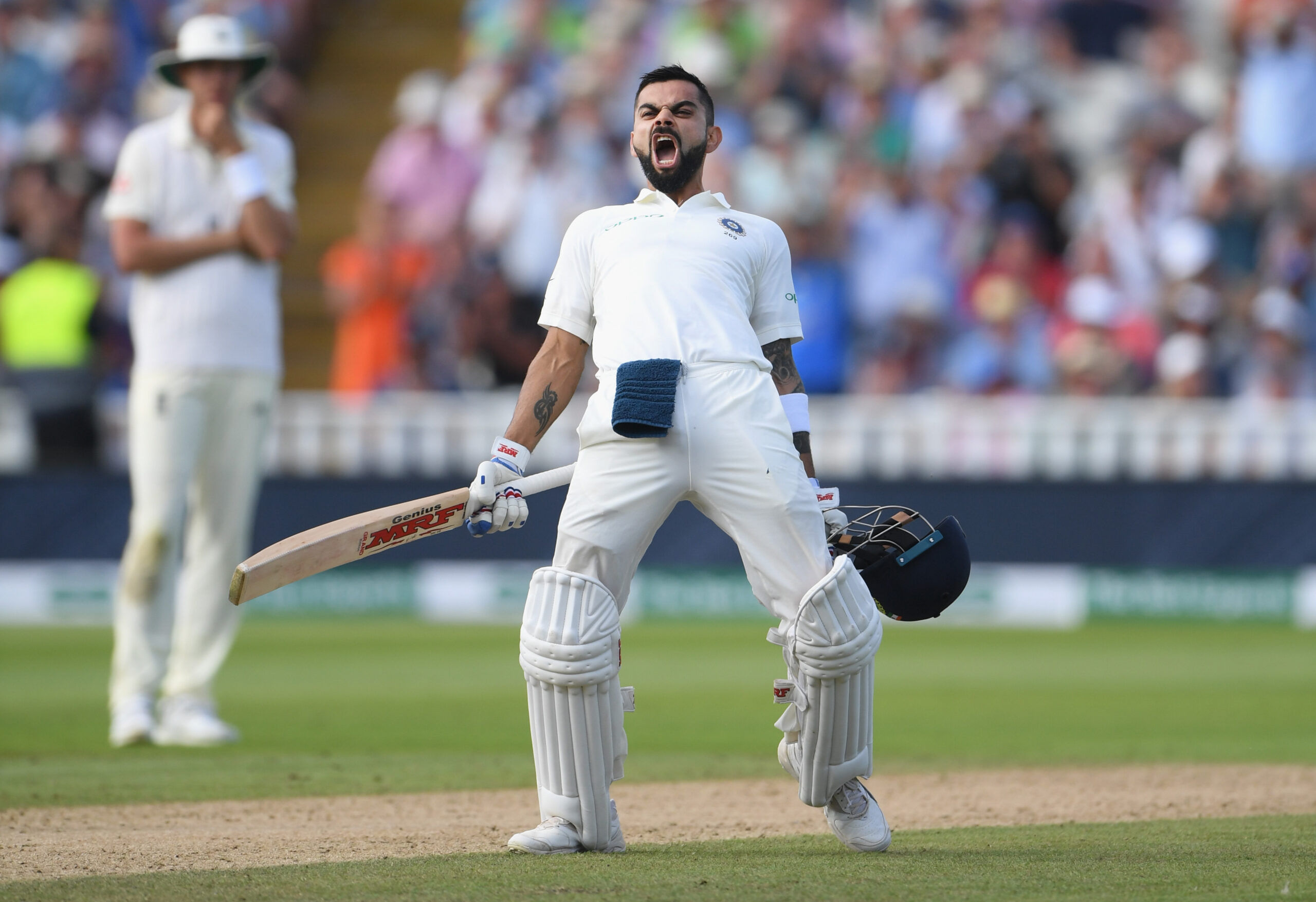 Virat Kohli celebrates his ton at Edgbaston, Birmingham in 2018