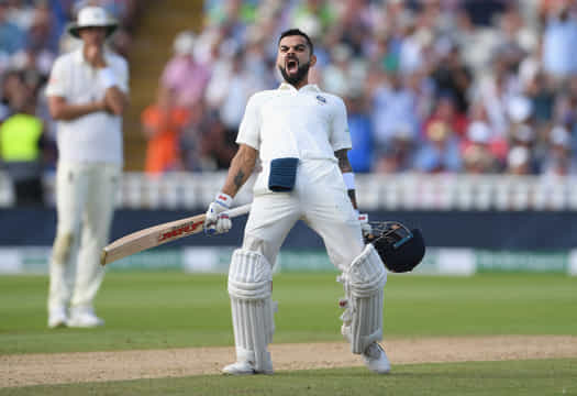 Virat Kohli celebrates his ton at Edgbaston, Birmingham in 2018