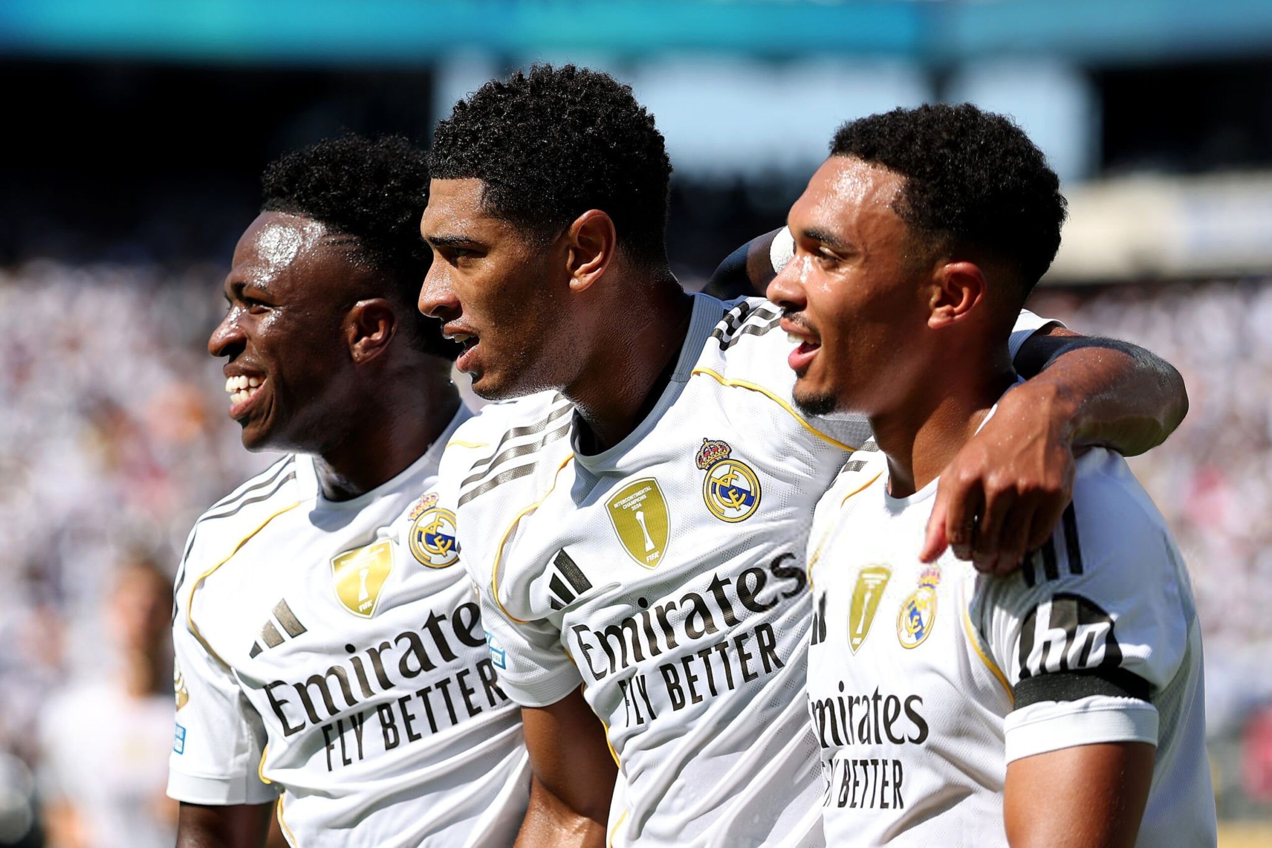 inicius Junior #7, Jude Bellingham #5, and Trent Alexander-Arnold #12 of Real Madrid C.F.