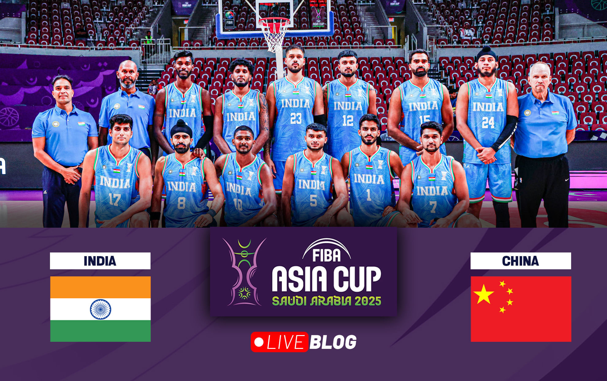 India vs China Live Updates, FIBA Asia Cup 2025: Indian basketball team behind after 1st quarter
