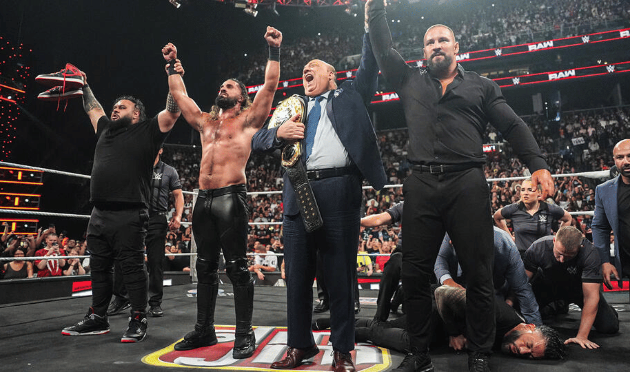 WWE Raw August 4- Seth Rollins, Paul Heyman, Bron Breakker & Bronson Reed