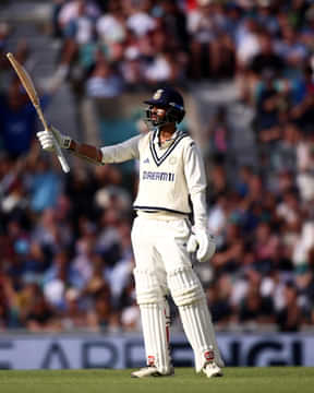 Washington Sundar celebrates his fifty in second innings of The Oval test