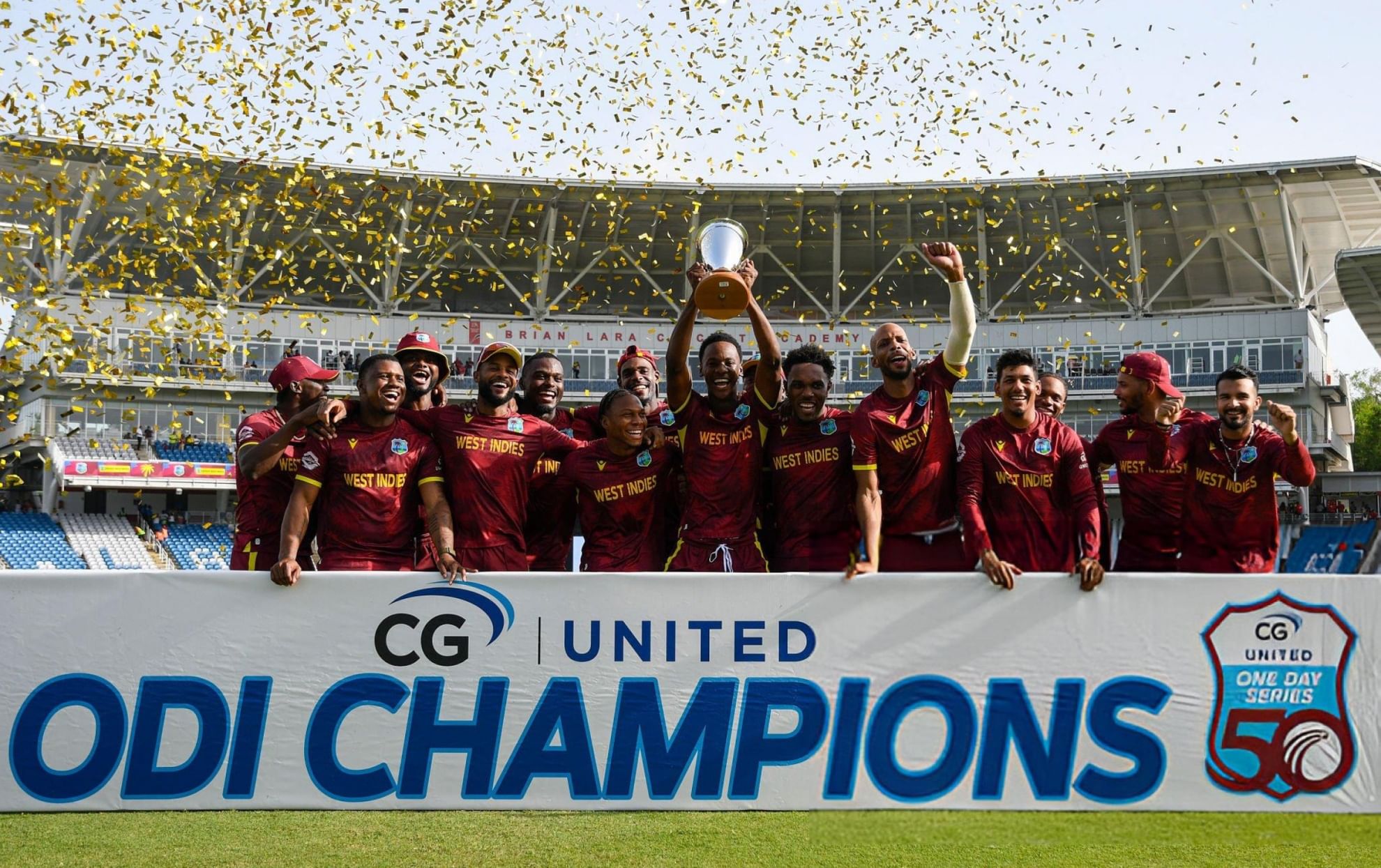 West Indies celebrate after winning ODI series against Pakistan