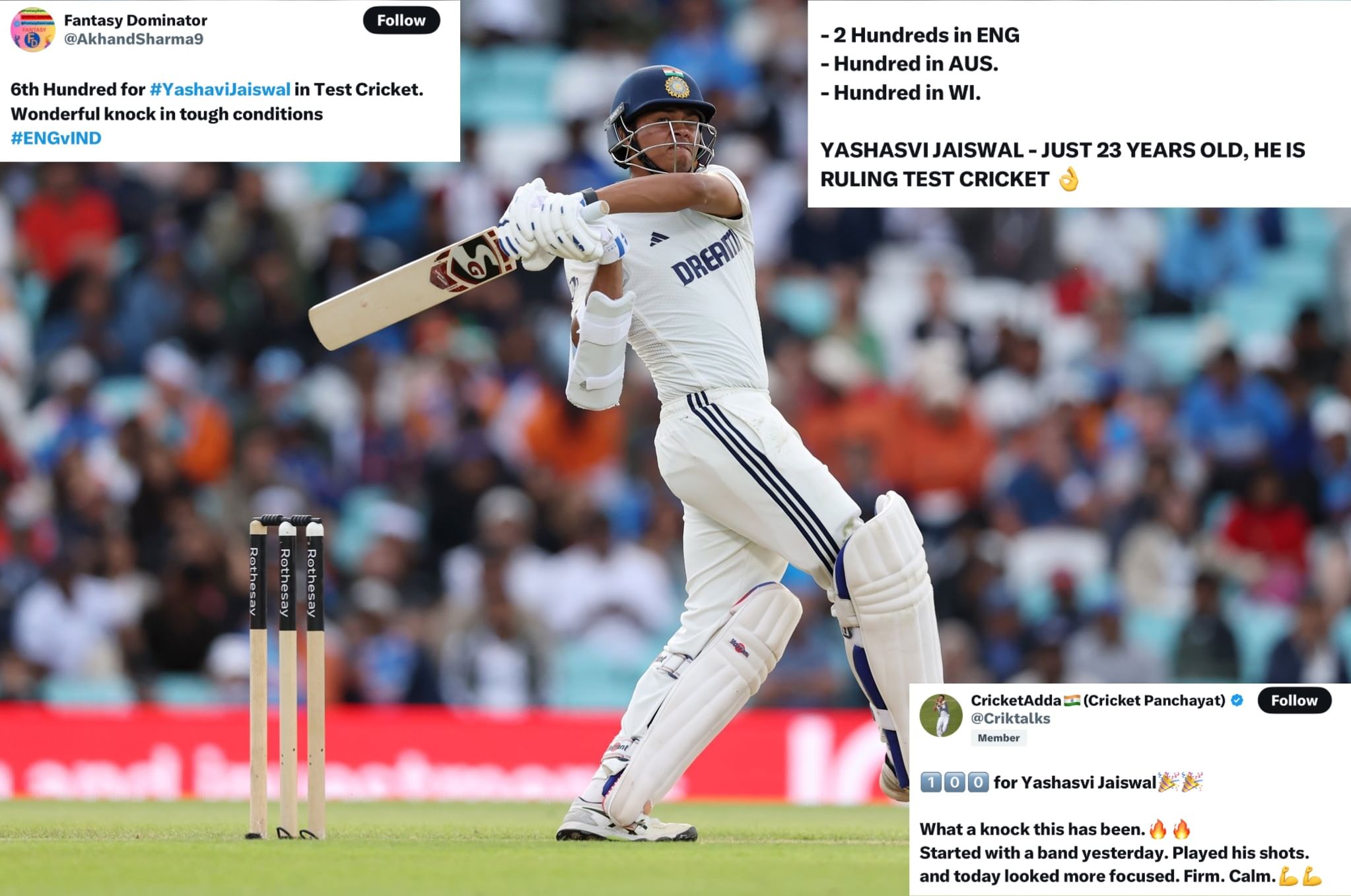 Yashasvi Jaiswal ton at The Oval