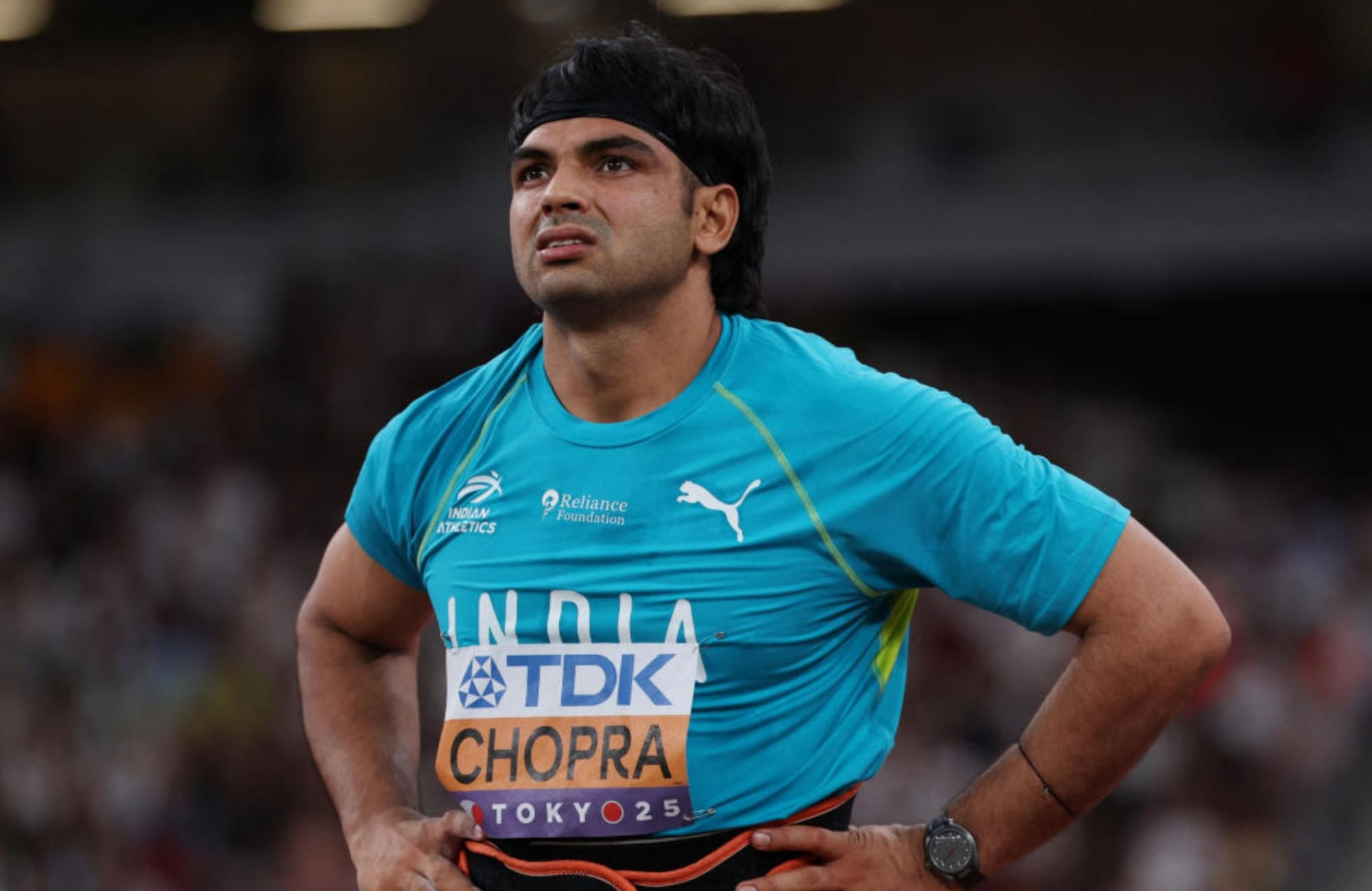 When did Neeraj Chopra last finish outside podium in men's javelin throw before 2025?