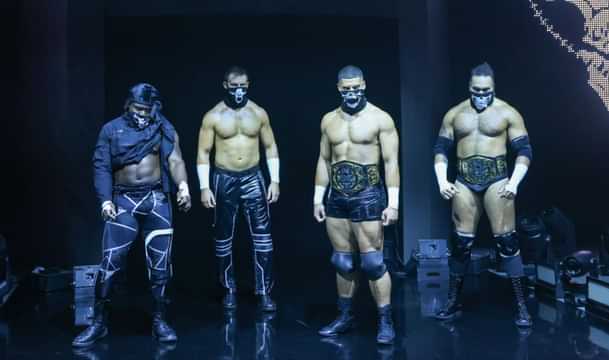 Saquon Shugars, Cutler James, Dion Lennox and Osiris Griffin of Dark State WWE NXT