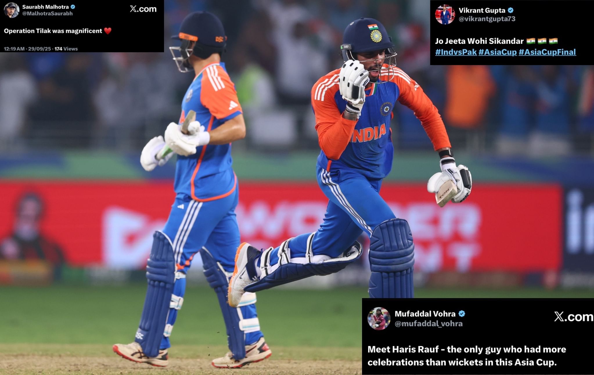 Tilak Varma, Rinku Singh celebrate after winning Asia Cup 2025