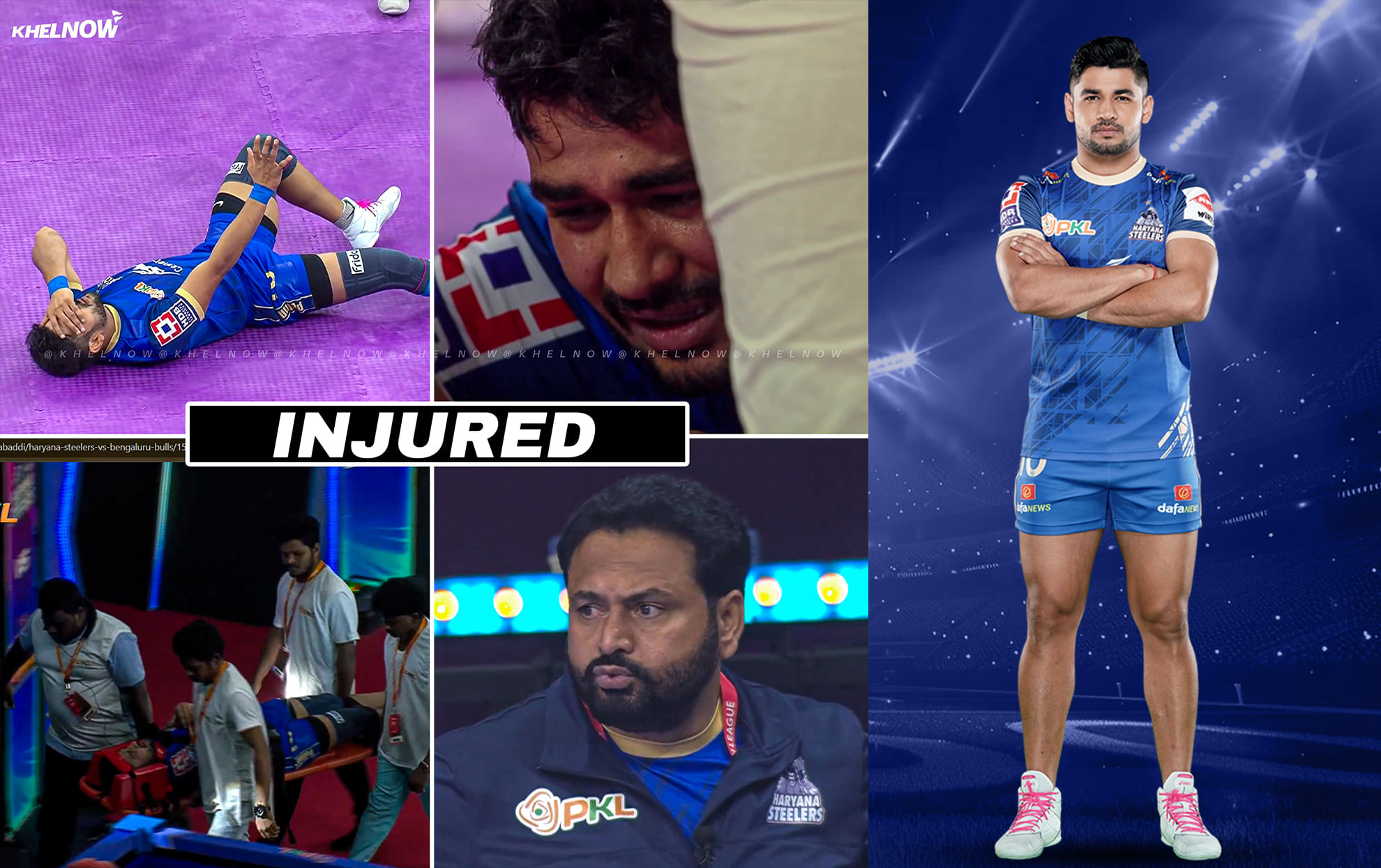 Watch: Naveen Kumar suffers knee injury, stretchered off against Bengaluru Bulls in PKL 12