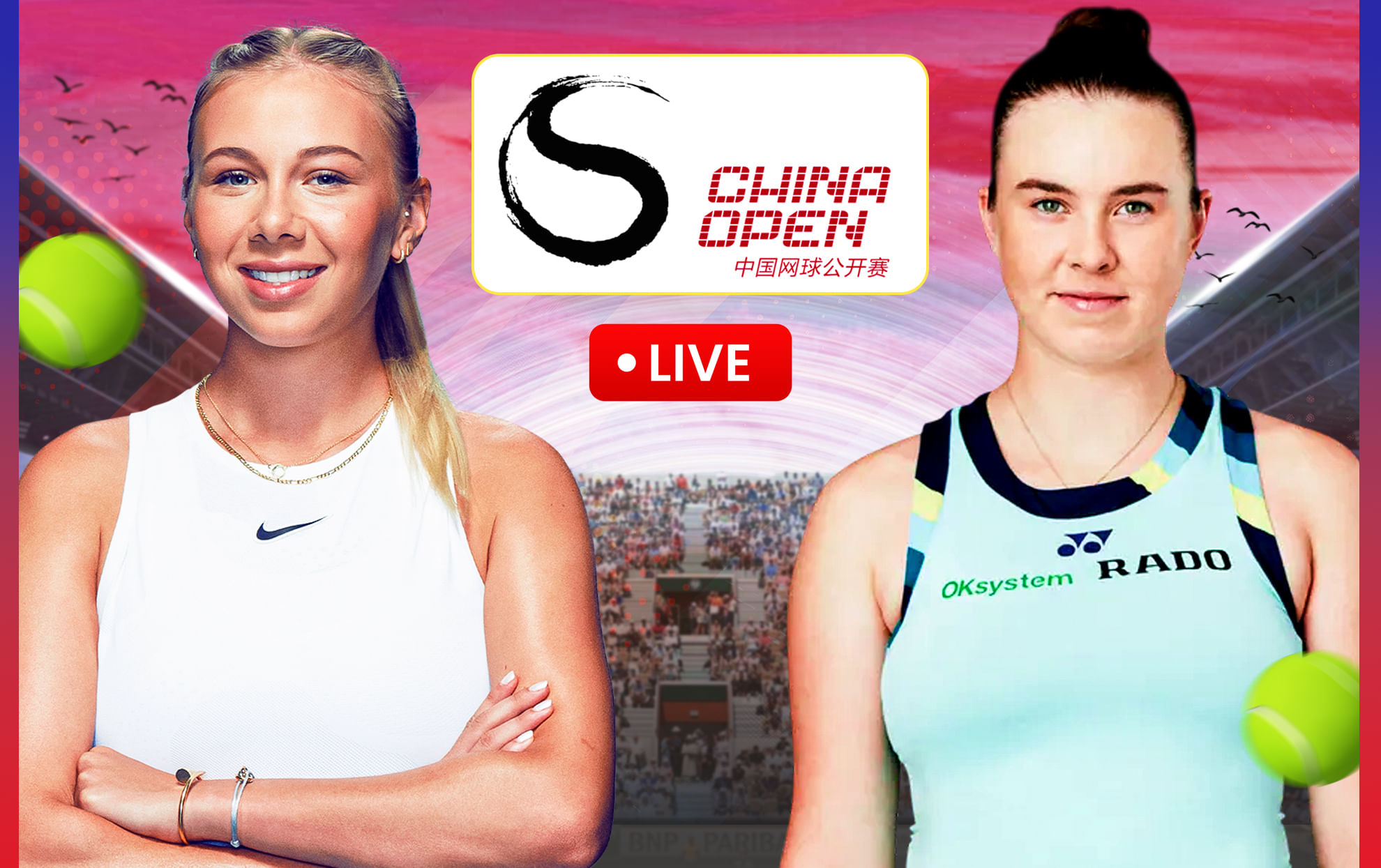 Amanda Anisimova vs Linda Noskova final live streaming, TV channel, where & how to watch China Open 2025?