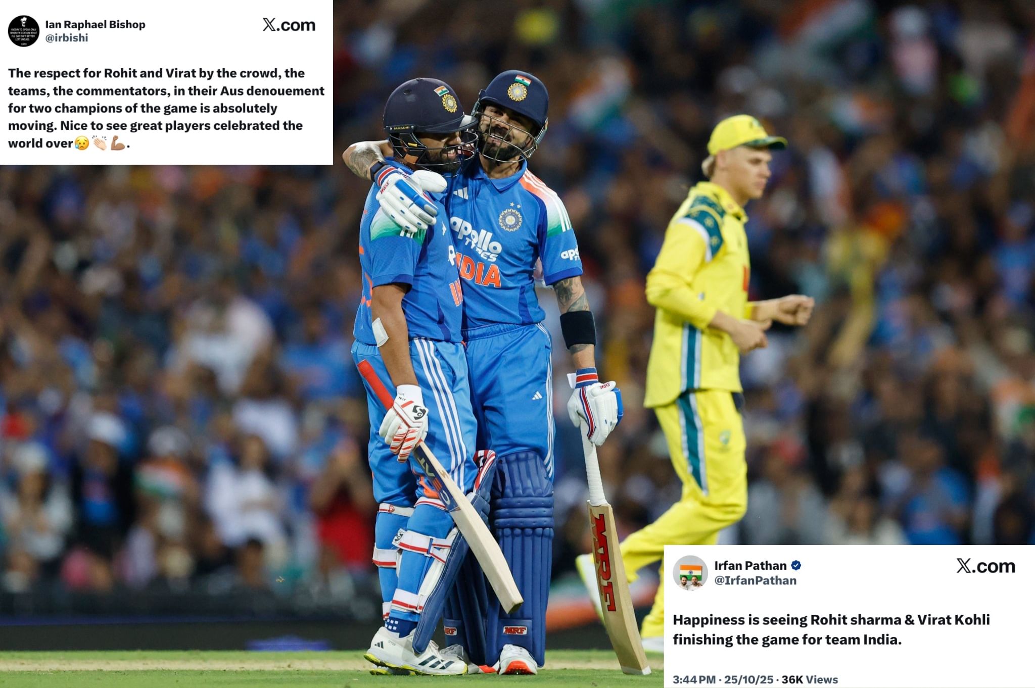 Rohit Sharma and Virat Kohli star in India's win