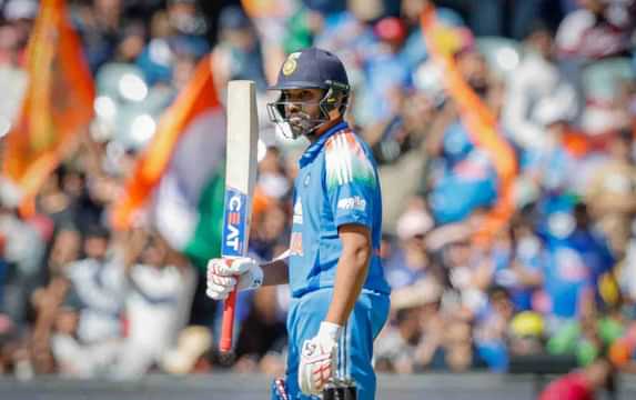 Rohit Sharma celebrates his fifty in the Adelaide ODI against Australia, October 2025