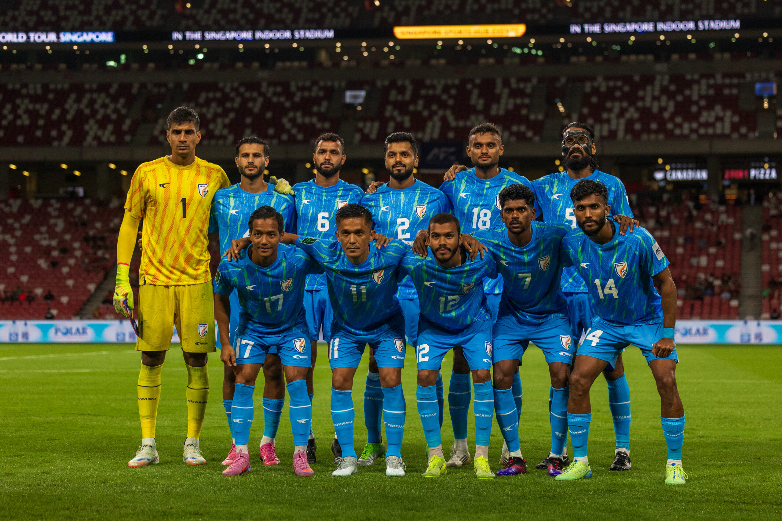 How can Indian Football Team line up against Singapore?