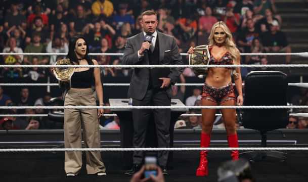 Stephanie Vaquer, Nick Aldis, and Tiffany Stratton WWE SmackDown