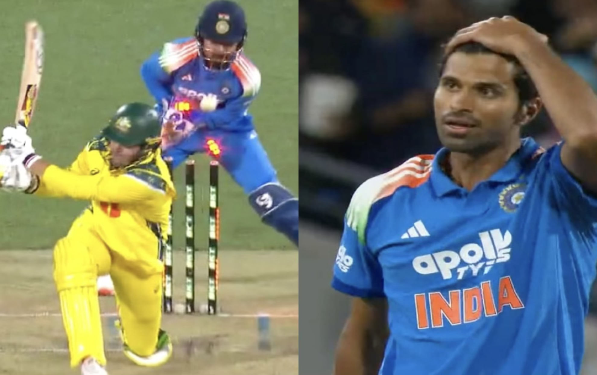 Washington Sundar removes Alex Carey