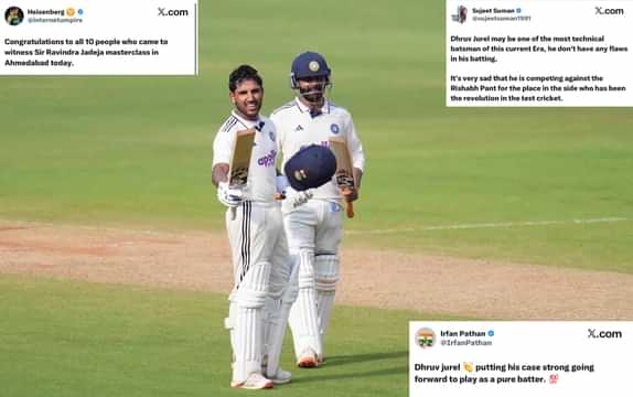 "India is blessed to have Dhruv Jurel and Ravindra Jadeja"- Fans react as Indian batters hit sensational tons against West Indies in Ahmedabad.