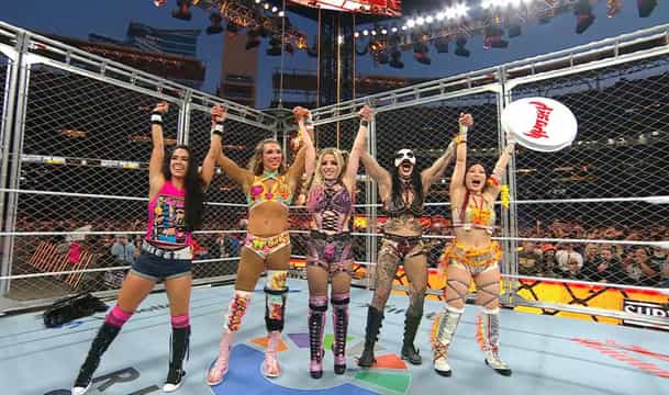 AJ Lee, Rhea Ripley, Charlotte Flair, Alexa Bliss, and IYO SKY 2025 WWE Survivor Series WarGames