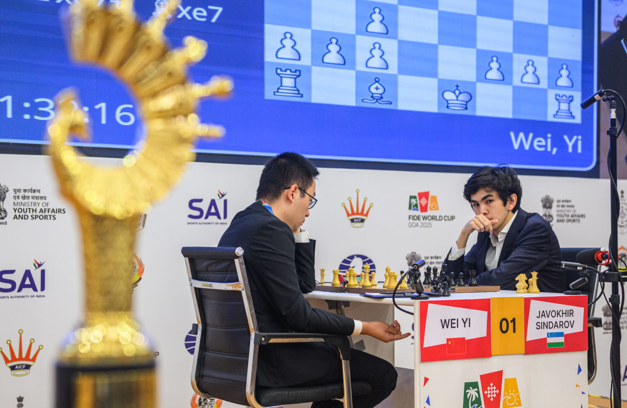 FIDE World Cup 2025: Wei Yi vs Javokhir Sindarov final heads to tiebreak in Panaji