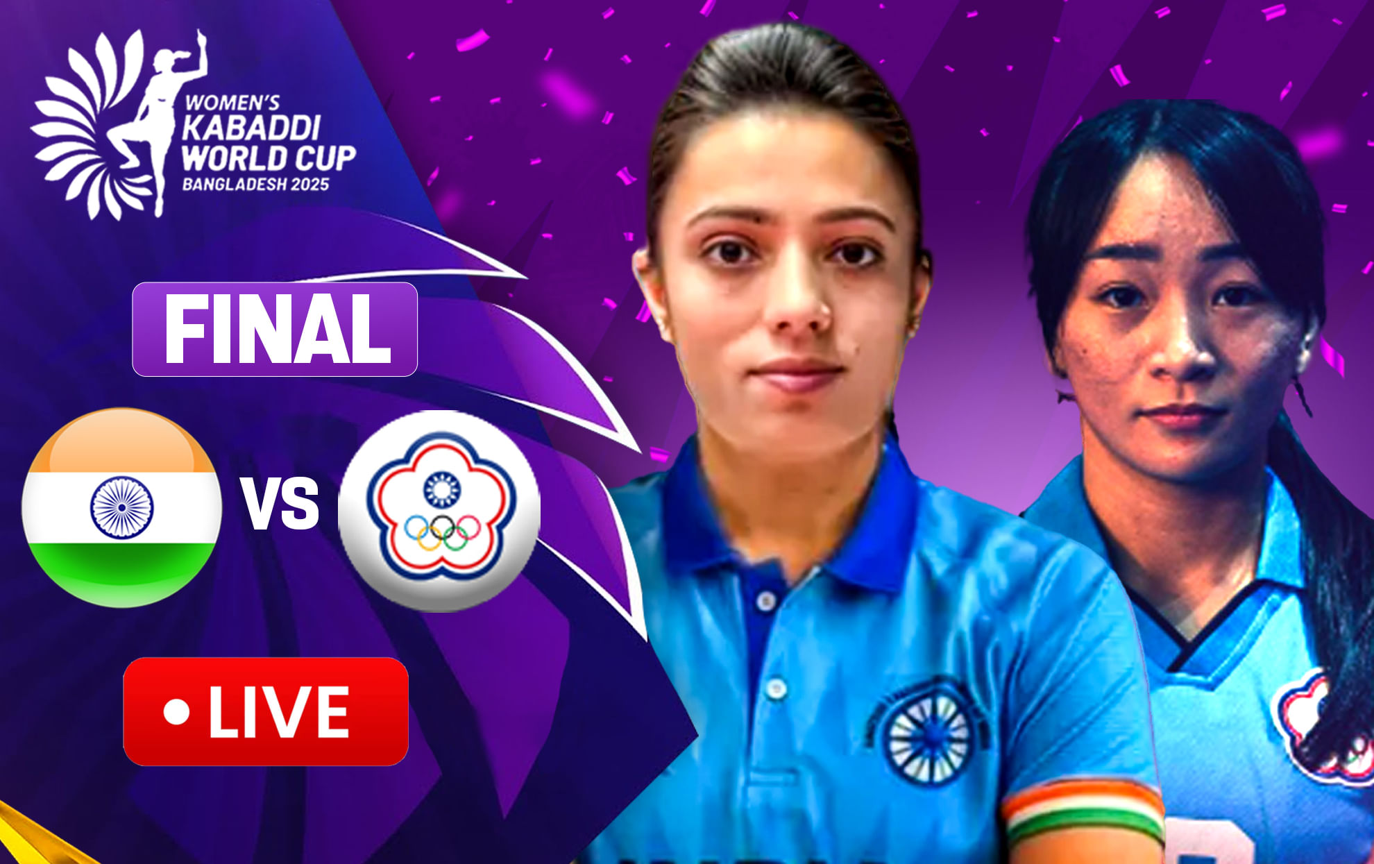 India vs Chinese Taipei LIVE - Final of Women's Kabaddi World Cup 2025