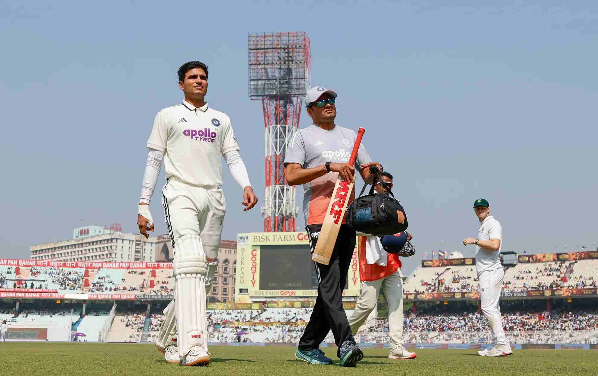 Shubman Gill leaves the field at the Eden Gardens, Kolkata