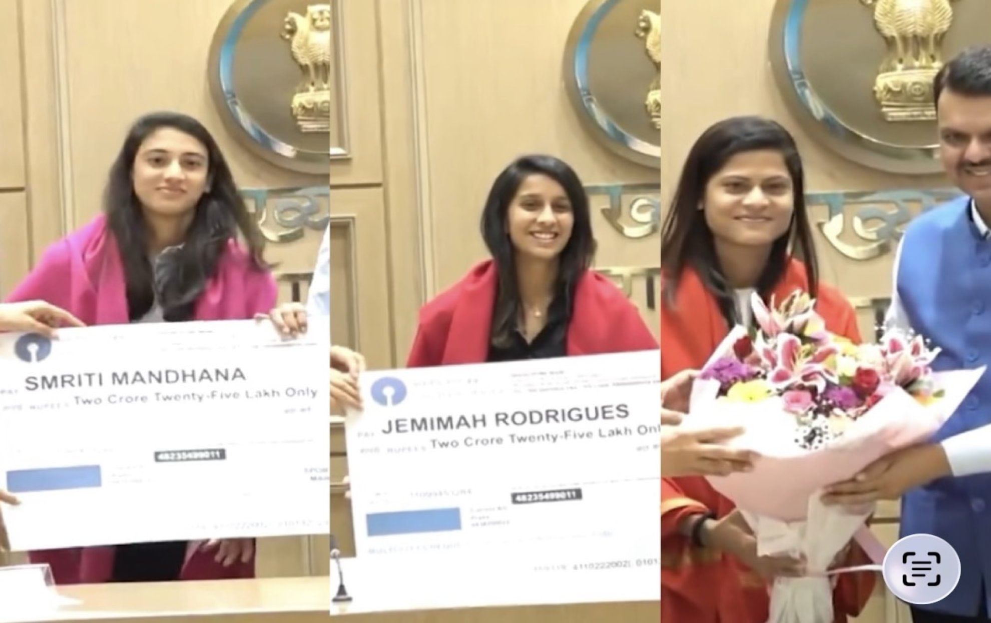 Smriti Mandhana, Jemimah Rodrigues and Radha Yadav awarded by Maharashtra Govt