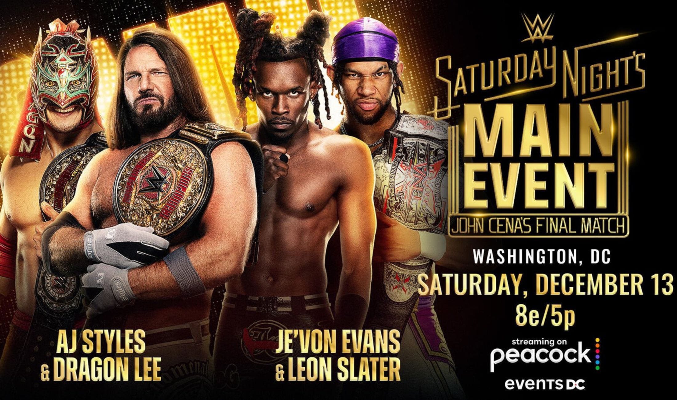 WWE Saturday Night&rsquo;s Main Event Results: AJ Styles & Dragon Lee beat JeVon Evans & Leon Slater