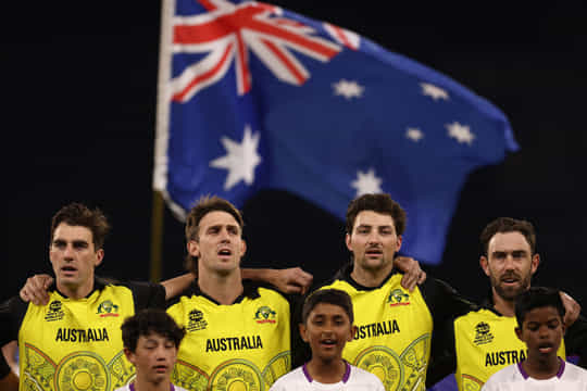 Pat Cummins, Mitchell Marsh, Tim David and Glenn Maxwell