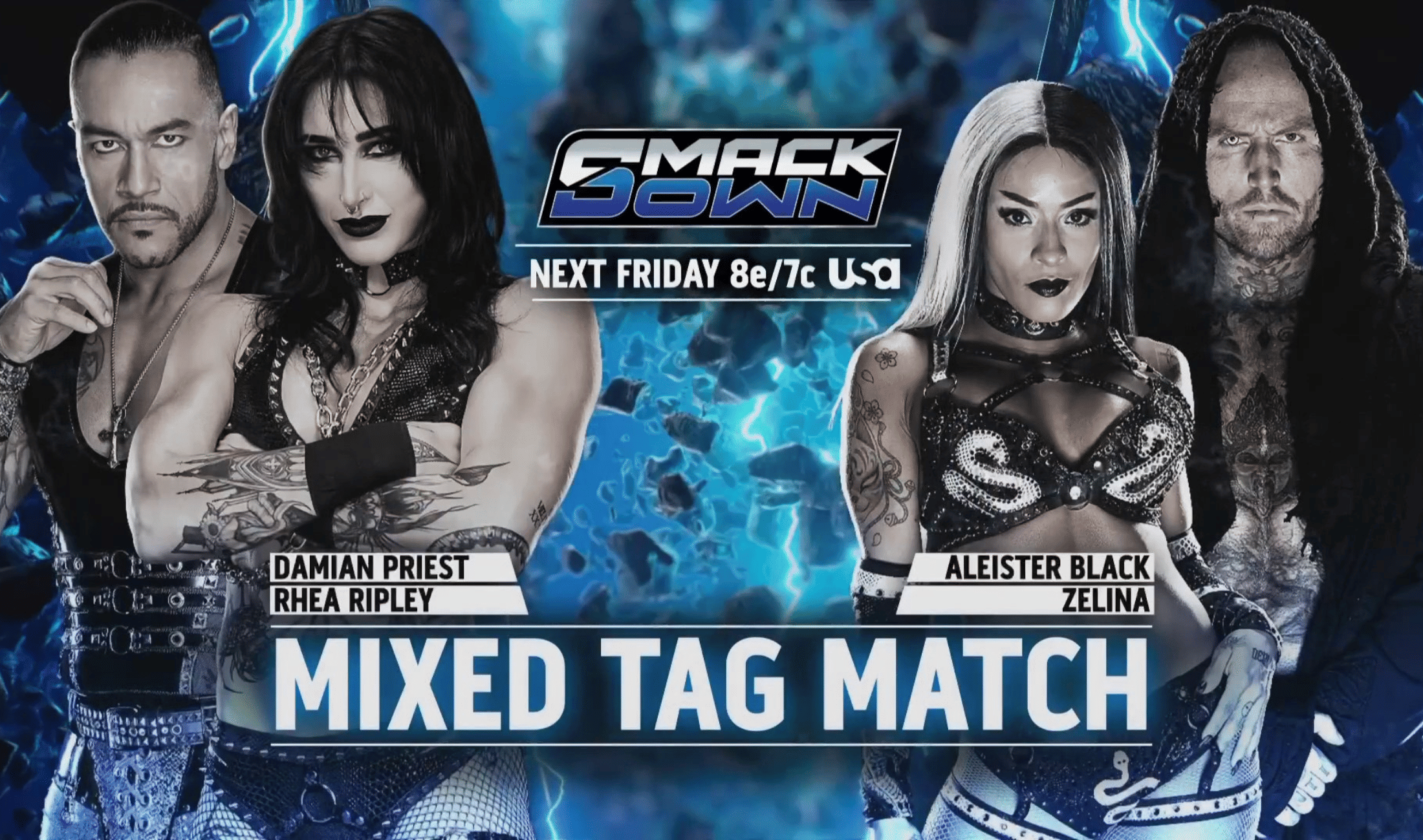 WWE SmackDown December 12 Damian Priest & Rhea Ripley vs Aleister Black & Zelina Vega