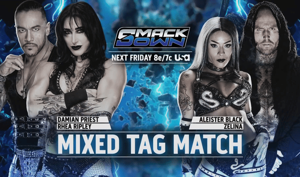 WWE SmackDown December 12 Damian Priest & Rhea Ripley vs Aleister Black & Zelina Vega