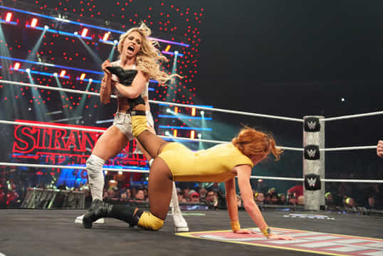 Becky Lynch and Maxxine Dupri in action during Monday Night WWE RAW