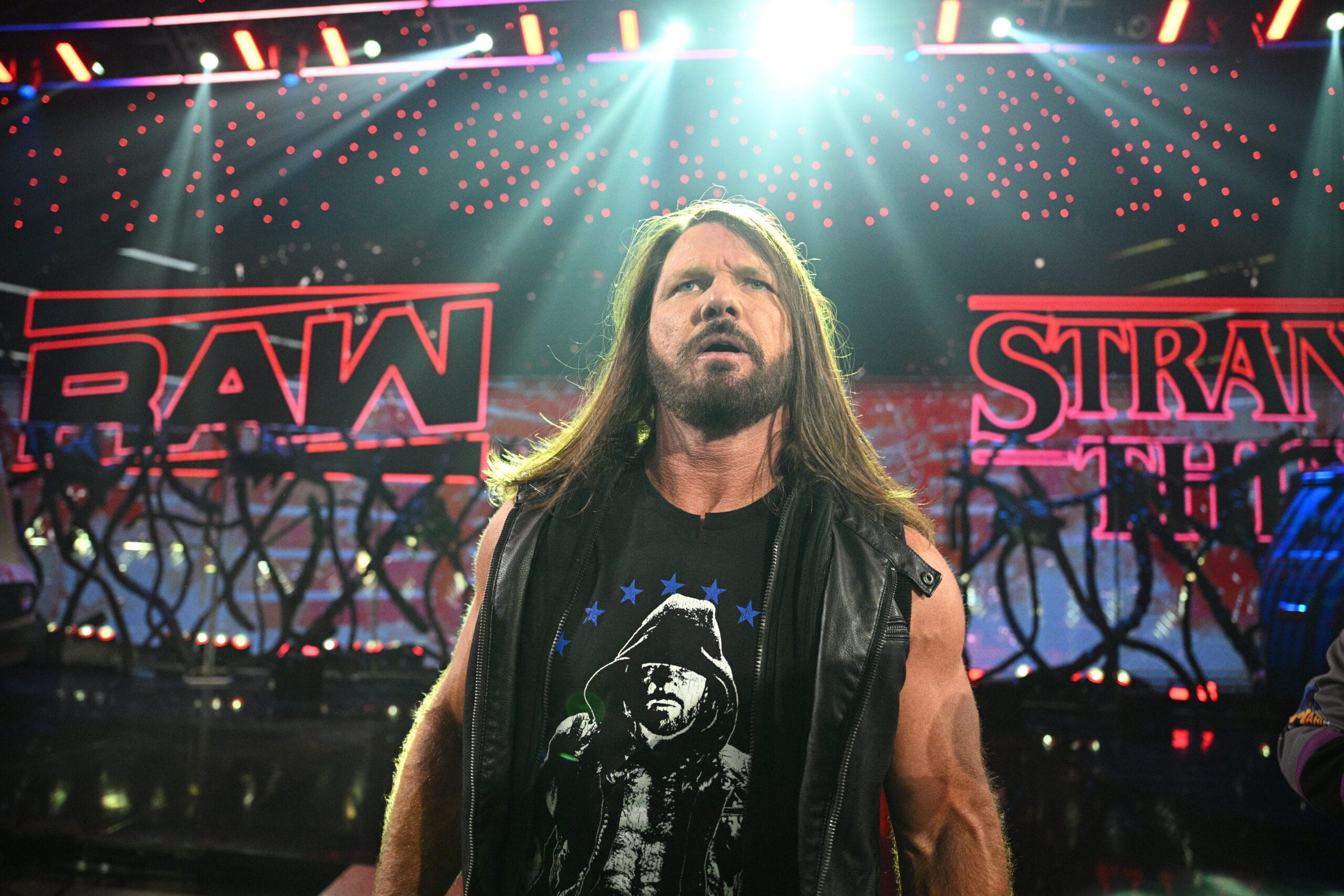 AJ Styles during a Stranger Things–themed episode of WWE Monday Night RAW