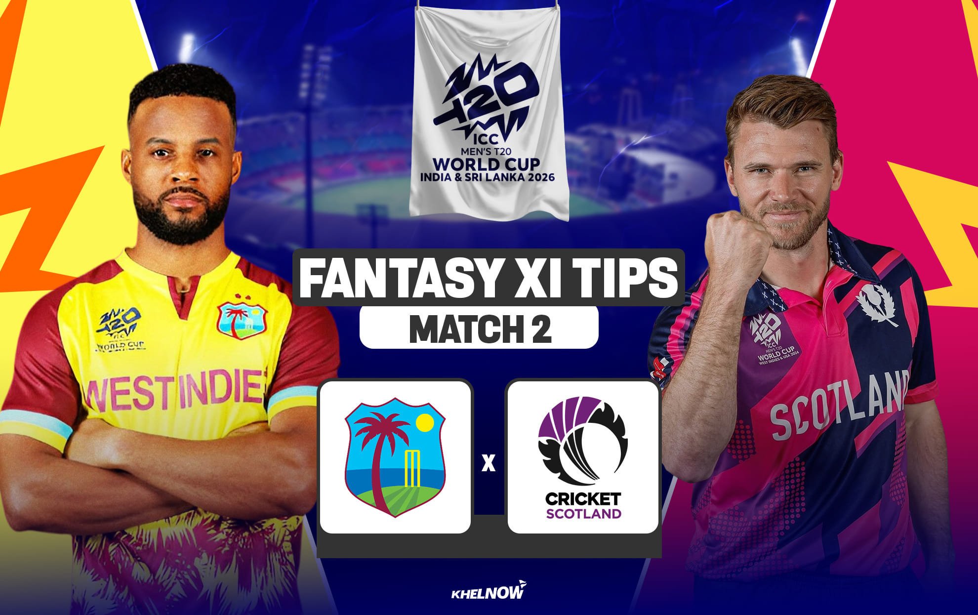 WI vs SCO Dream11 Prediction, Dream11 Playing XI, Today Match 2, ICC T20 World Cup 2026