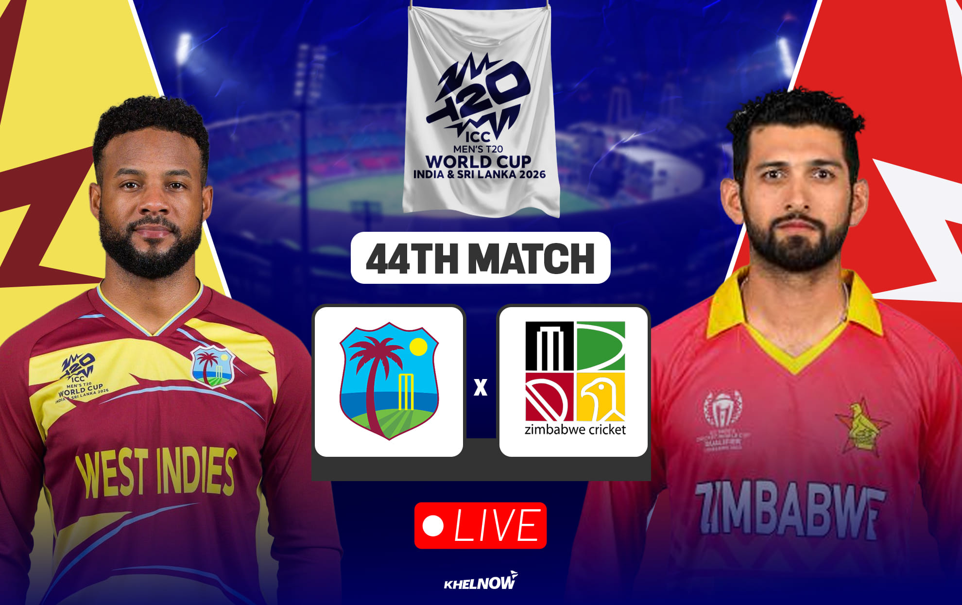 WI vs ZIM Live streaming details, when & where to watch Zimbabwe vs West Indies T20 World Cup 2026 match 44