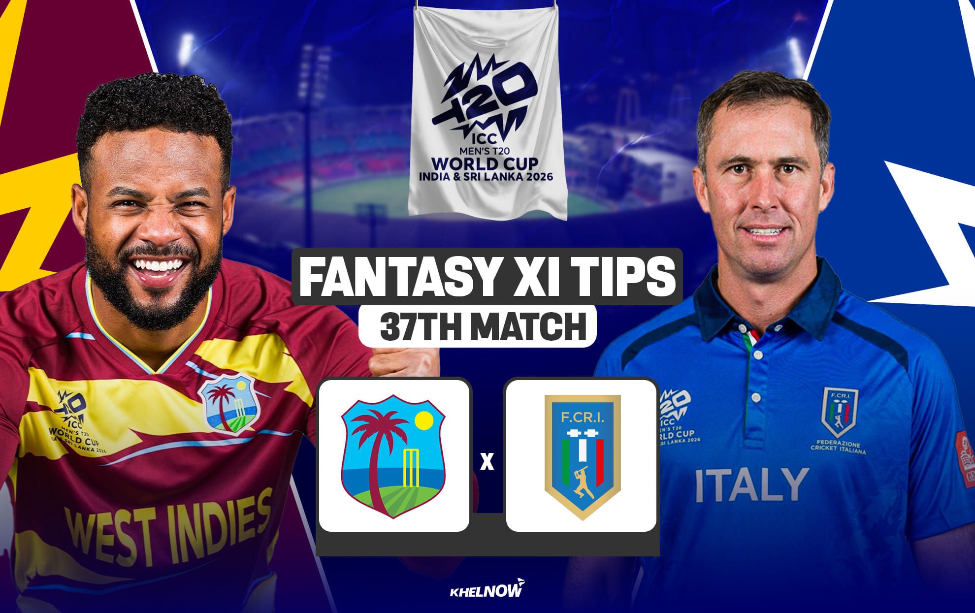 WI vs ITA Dream11 Prediction, Dream11 Playing XI, Today Match 37, ICC T20 World Cup 2026