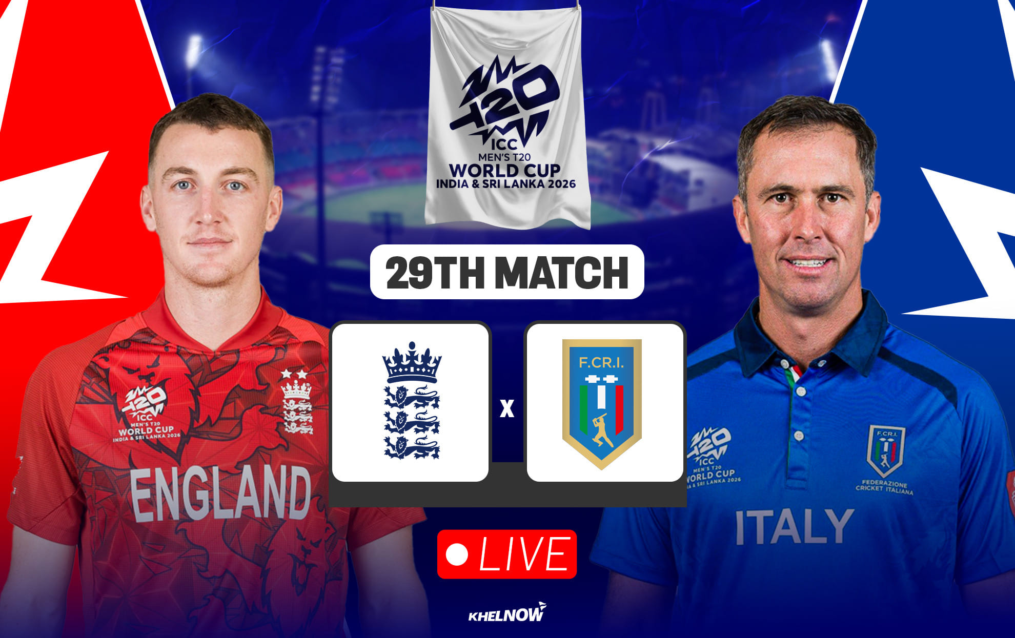 ENG vs ITA Live streaming details, when & where to watch England vs Italy ICC T20 World Cup 2026 match 29