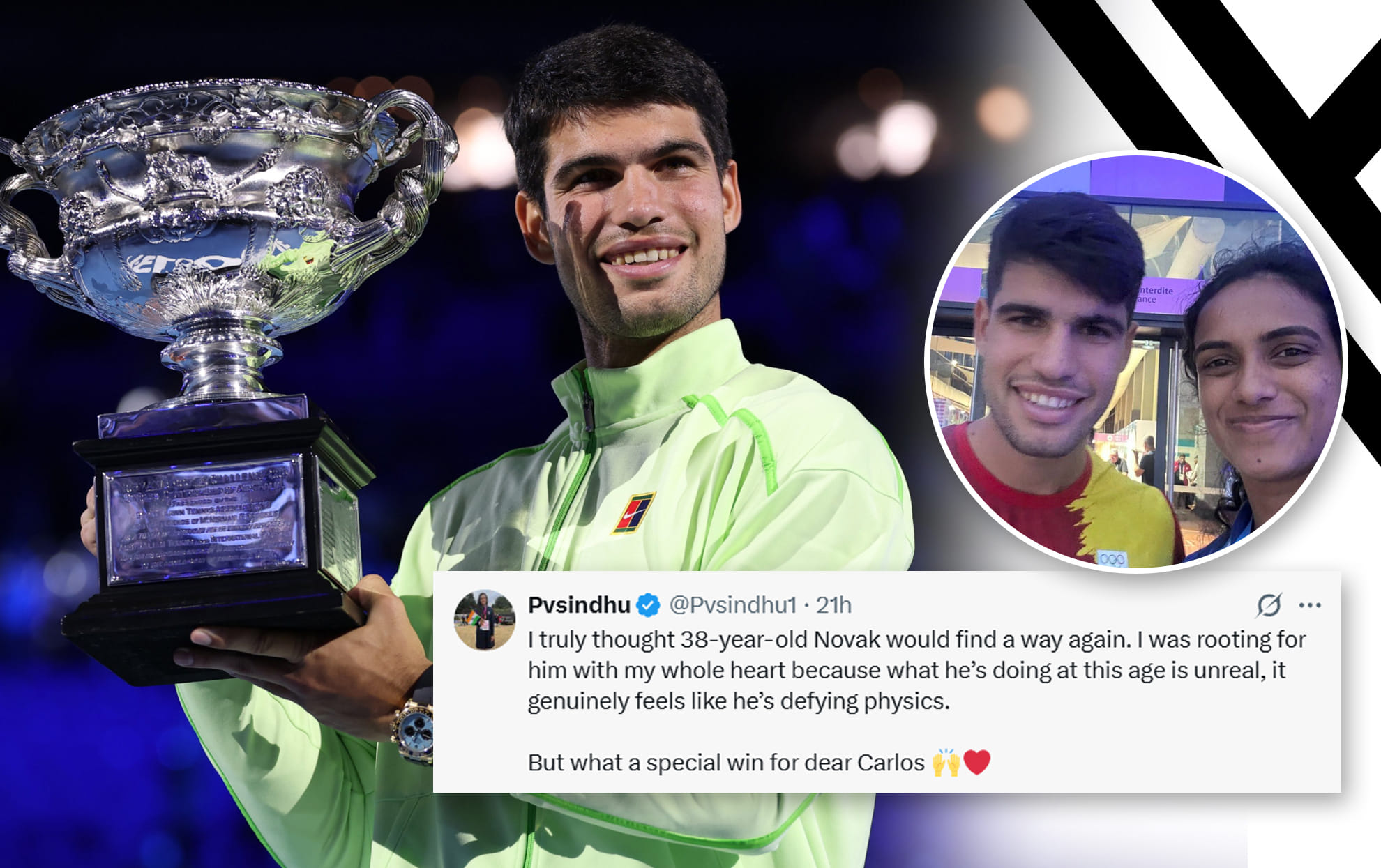 He's defying physics! PV Sindhu reacts to Australian Open final between Novak Djokovic & Carlos Alcaraz