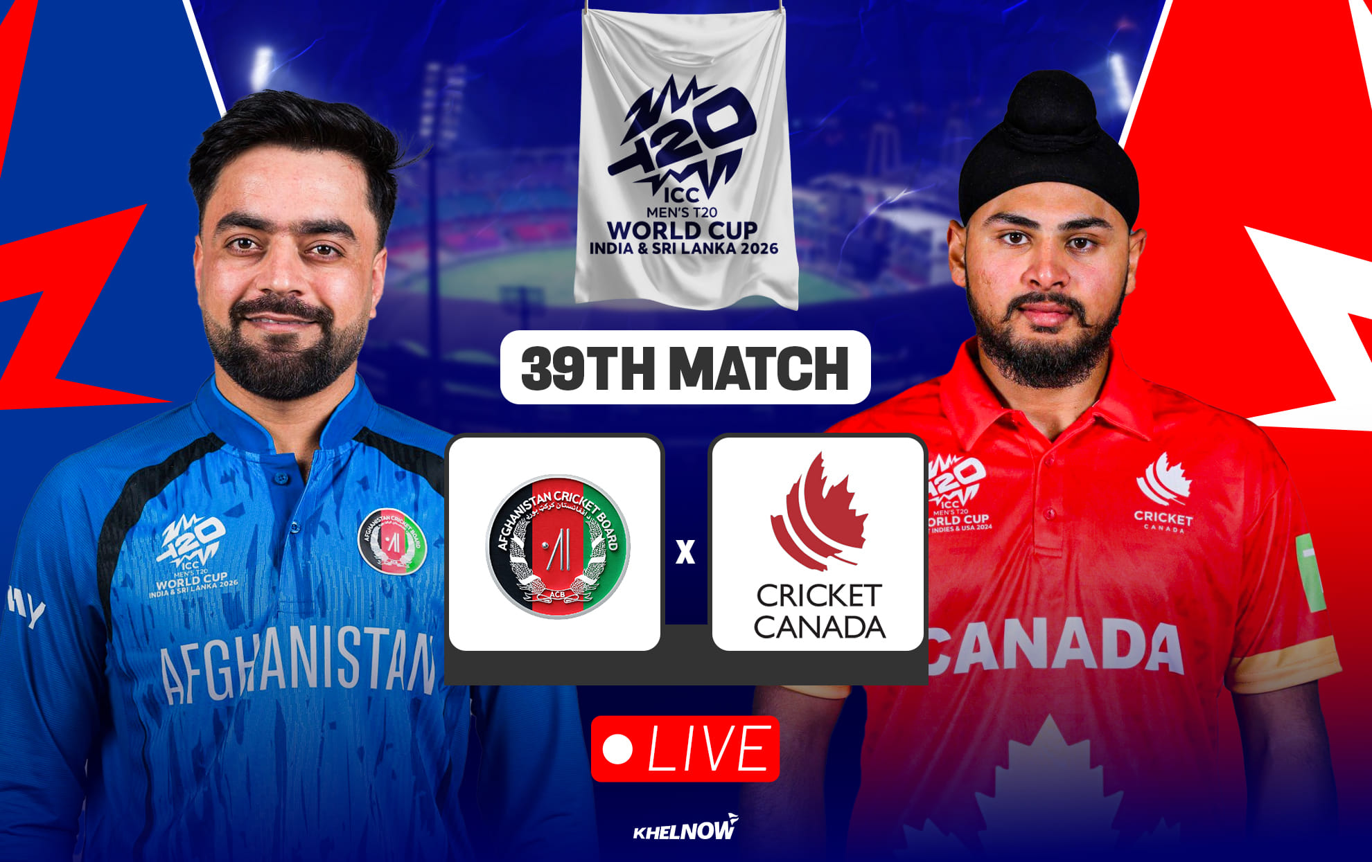 AFG vs CAN Live streaming details, when & where to watch Afghanistan vs Canada T20 World Cup 2026 match 39
