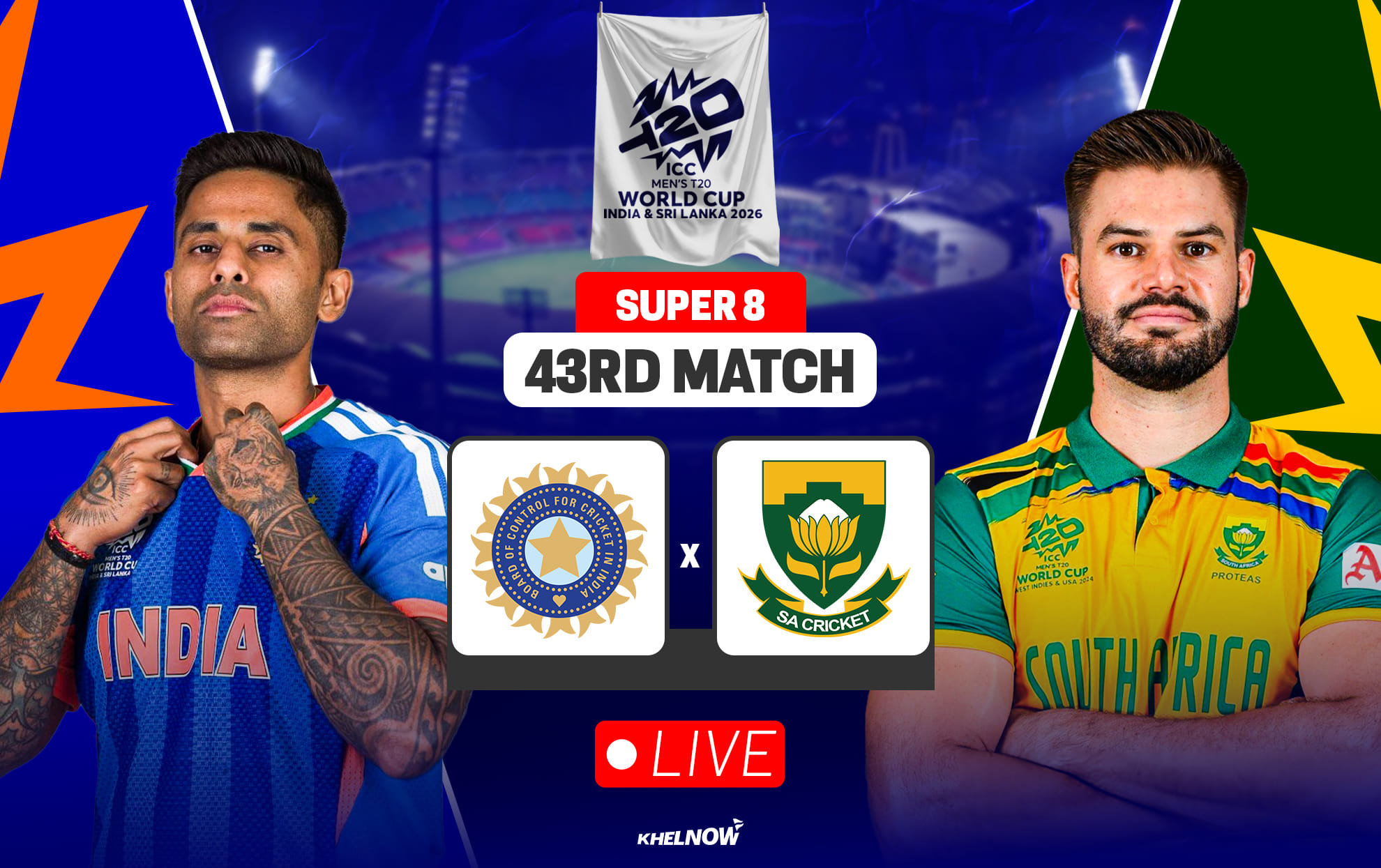 IND vs SA Live streaming details, when & where to watch India vs South Africa T20 World Cup 2026 match 43
