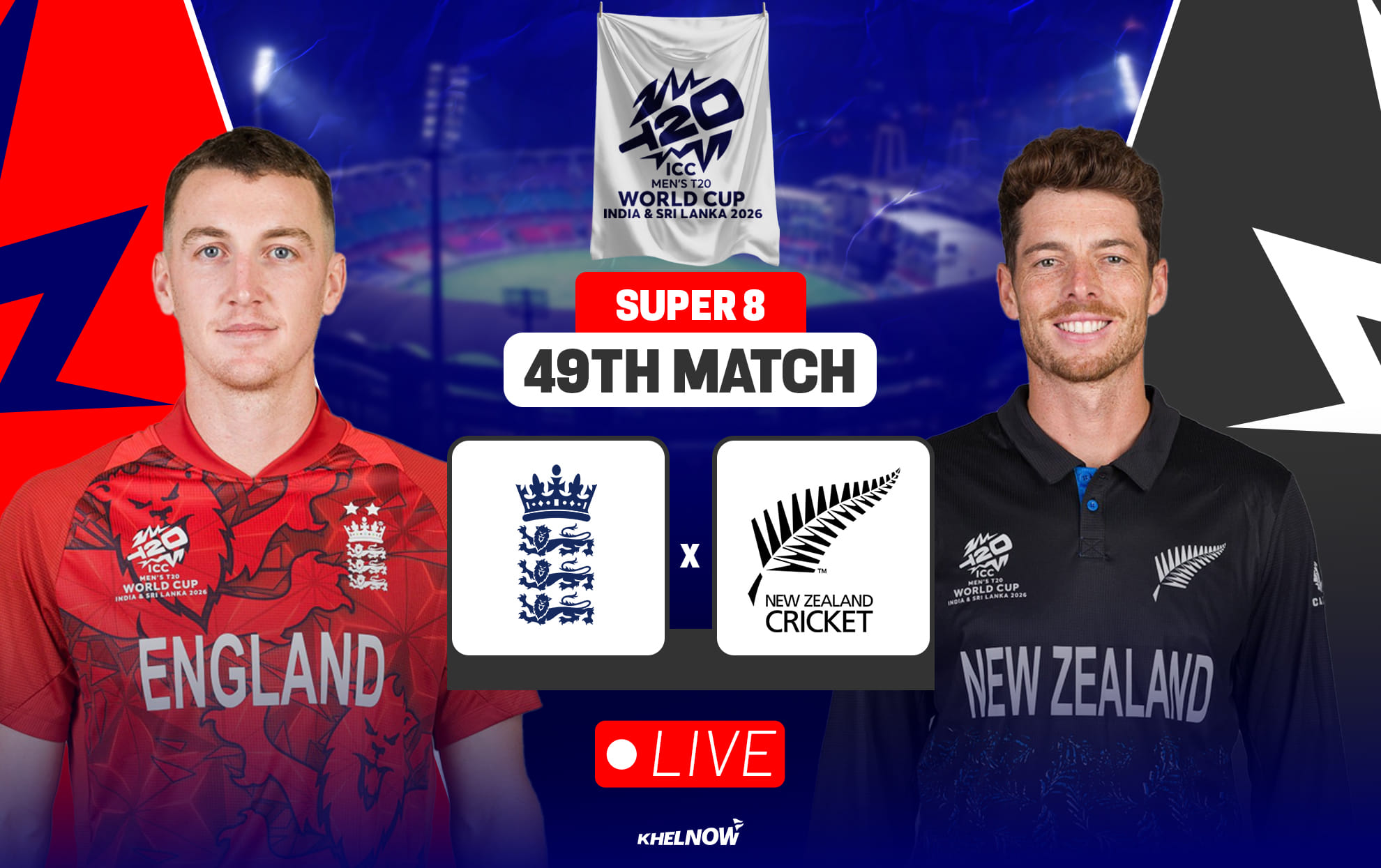 ENG vs NZ Live streaming details, when & where to watch England vs New Zealand T20 World Cup 2026 match 49