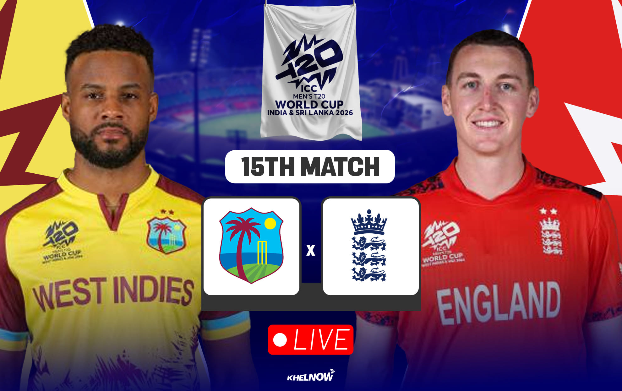 ENG vs WI Live streaming details, when & where to watch England vs West Indies T20 World Cup 2026 match 15